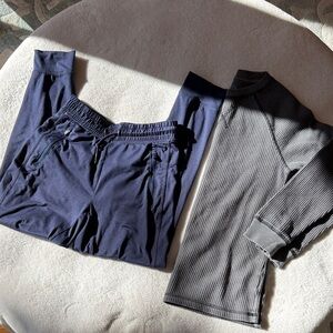 Boys (kids) Navy Joggers and Gray Thermal Top Set